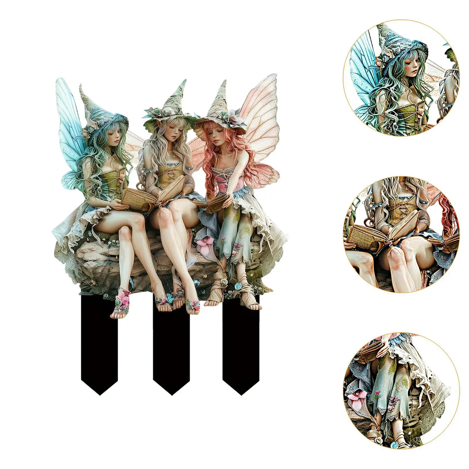 Fairy Garden Stake Multicolor 2D Acrylic Butterflies Garden Decoration Outdoor Yard Sign for Pot Decor and Lawn