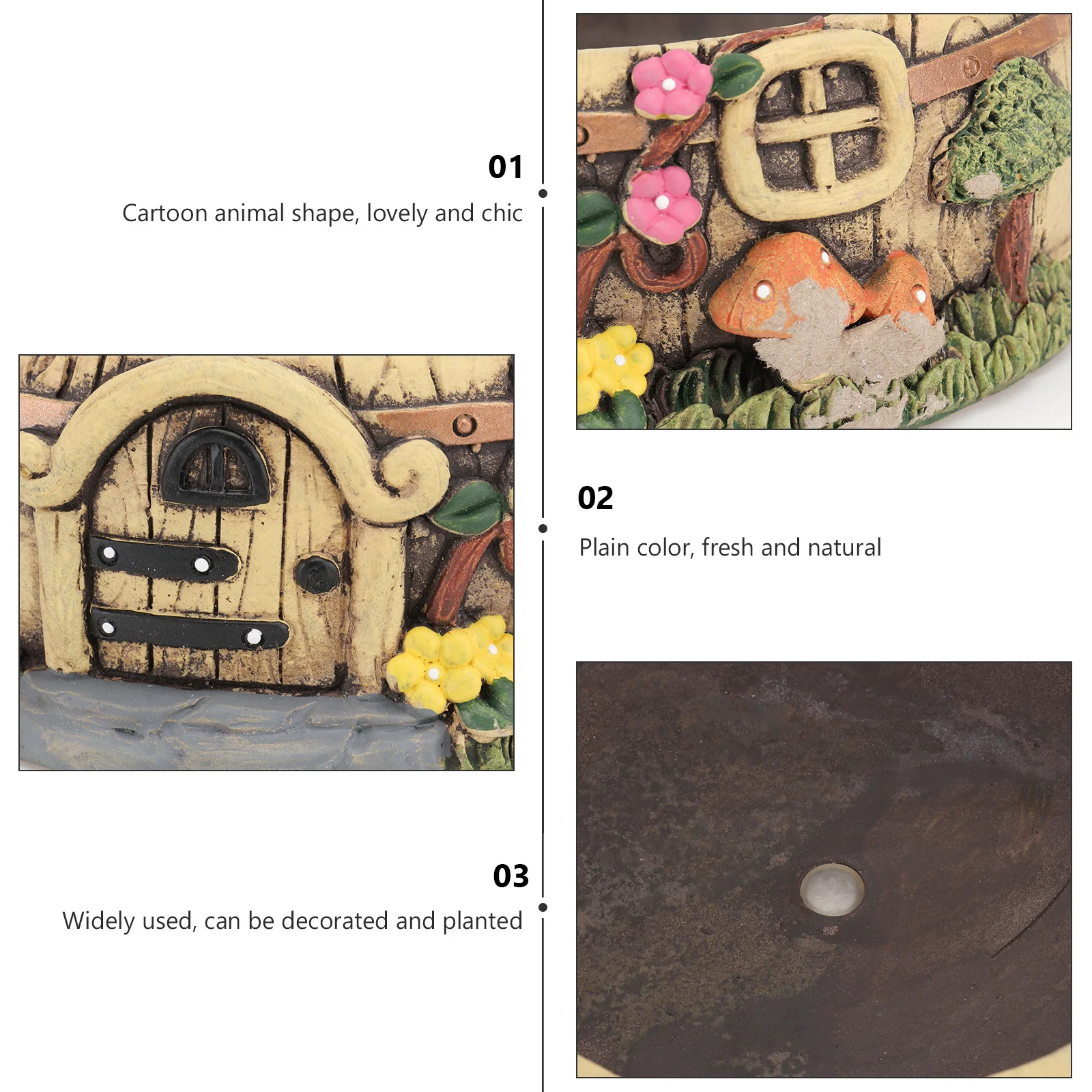 

1pc Mushroom House Succulent Pot Resin Flowerpot Micro Landscape Plant Decorative Gardening Pot (L)