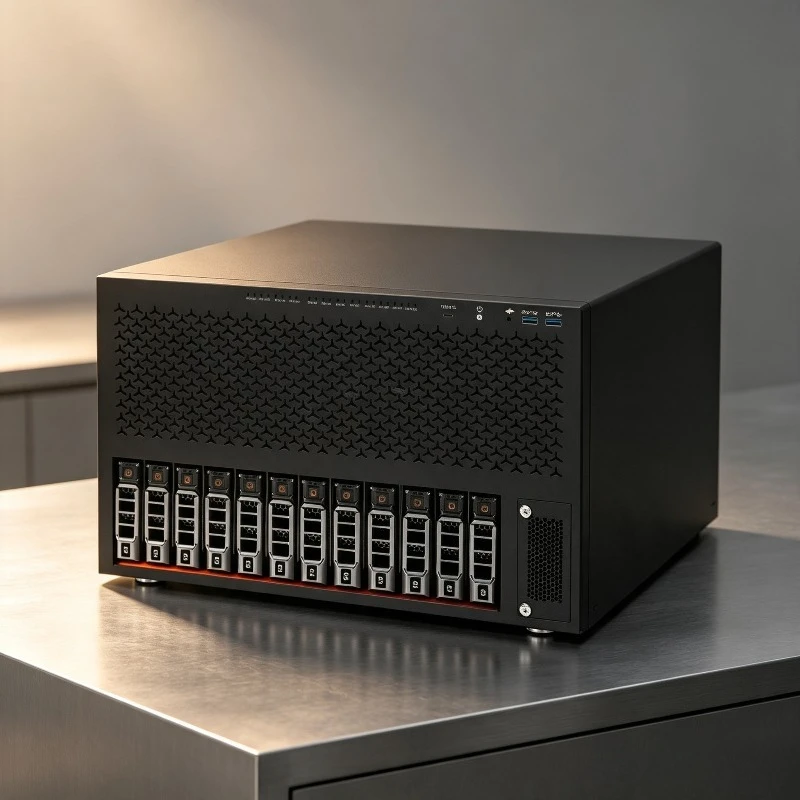 12-Bay Tower Enterprise NAS Hot Swap Server Case ITX MATX ATX Support ATX PSU Modular Multi-HDD Storage