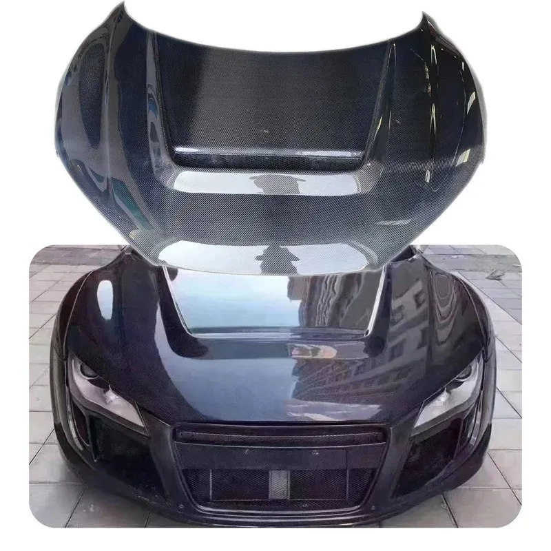 

For R8 V8 V10 2007-2015 Auto Front Engine Bonnet Hood Cover Carbon Fiber