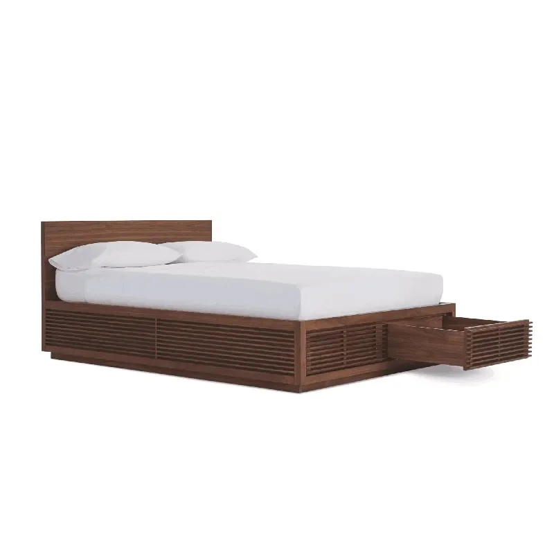 Nordic all solid wood bed black walnut tatami bed modern simple Japanese master bedroom furniture