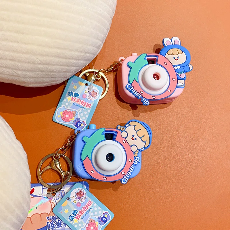 Cartoon Kawaii Girl Projection Camera Keychain Pendant Creative Ins Cute Girl Projection Camera Backpack Pendant Birthday Gift