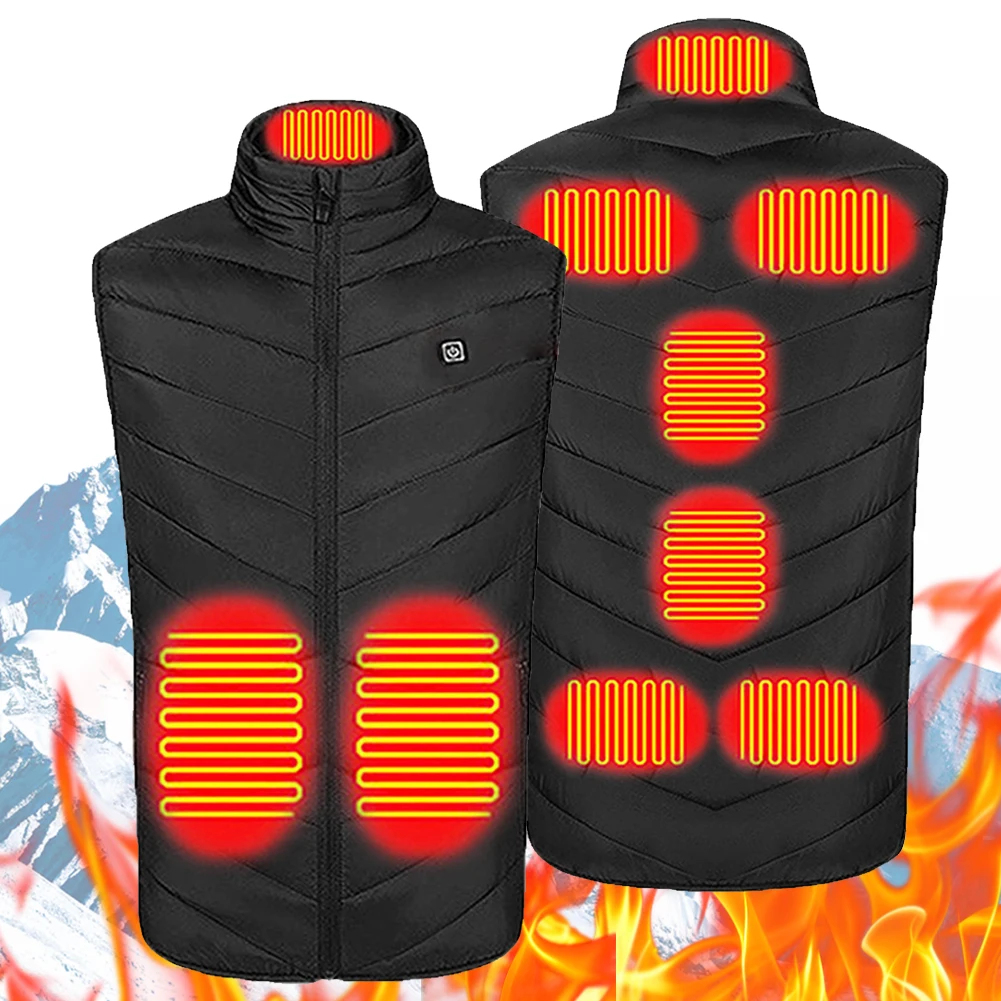 9 Heating Zones Sportswear Heated Coat Winter Waistcoat Heating Thermal Clothing for Men and Women Outdoor Skiing Hiking