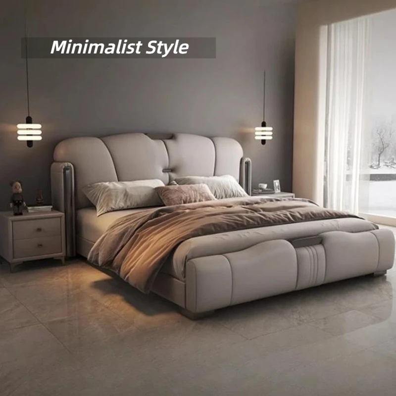 180x200cm Minimalist Luxury Bed Modern Double Sleeping Upholstery Bed Lounge Bedroom Wedding Cama Matrimonial Home Furniture