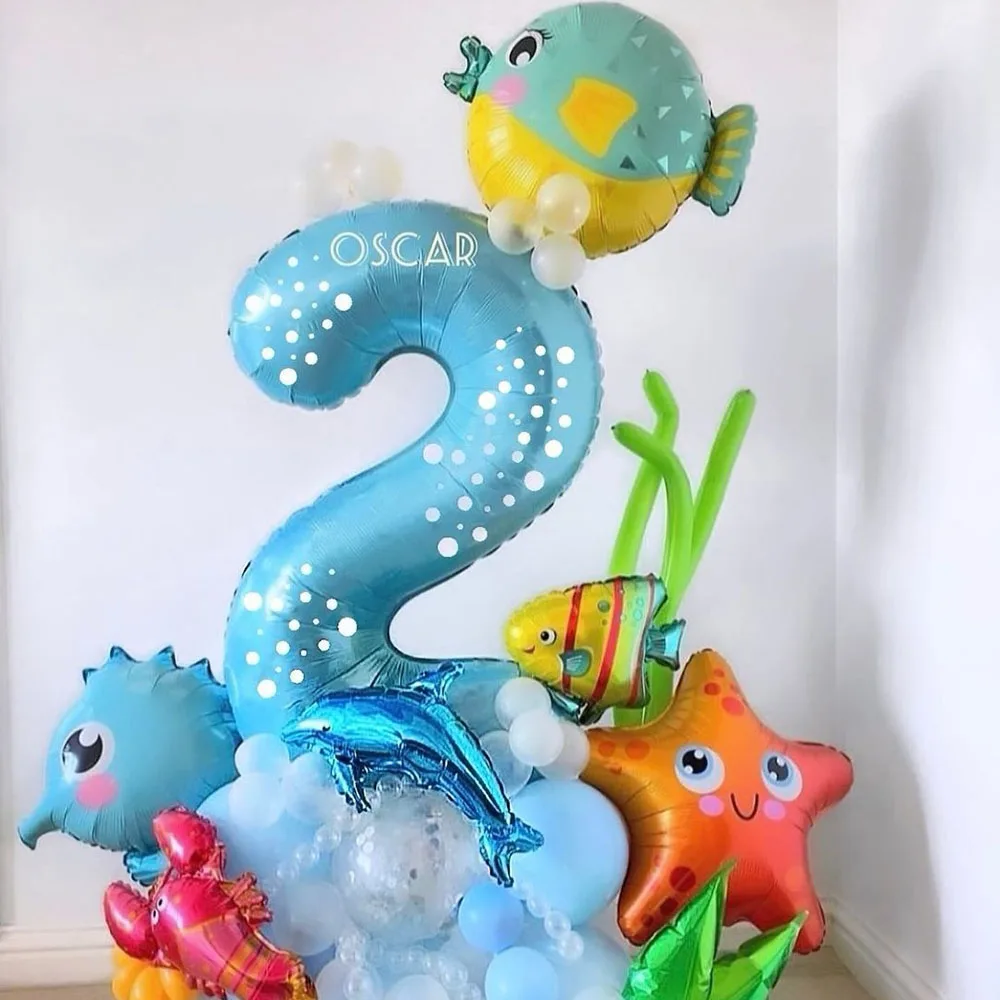 Under the sea Birthday Decoration Sea Animal Balloon Shell Starfish Fish Sea Horse Octopus Shark Balloon Ocean World Party Ball