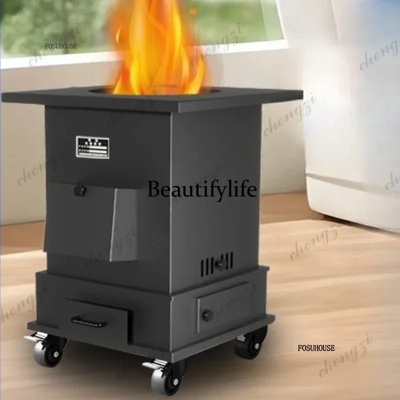 Chimeneas Environmentally Friendly Smokeless Rural Household Mobile Oven Heating Stove Large Iron Pot Outdoor Firewood Stove GG