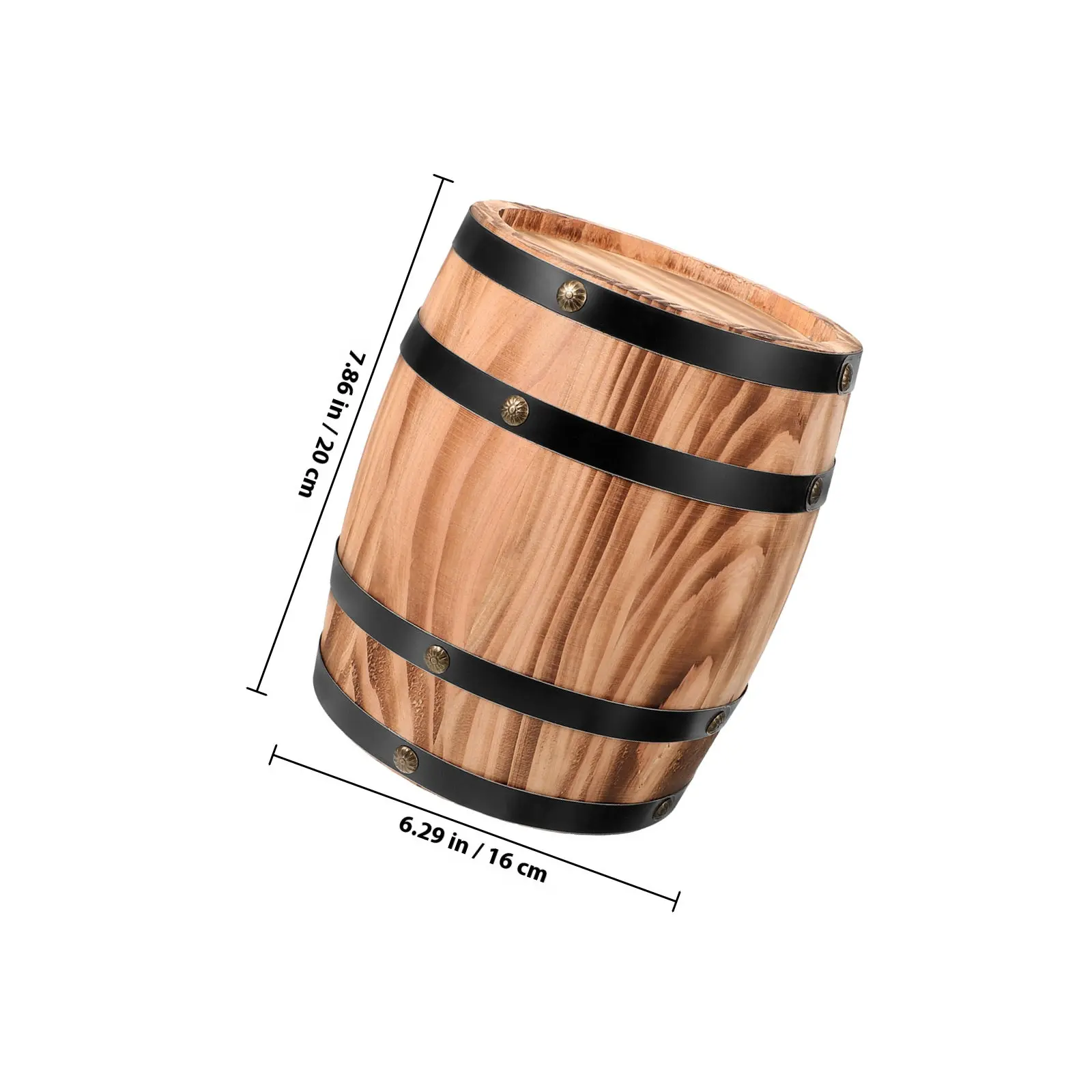 Solid Wood Wine Barrel Decor Vintage Style Wooden Barrel Ornament Handmade Bar Restaurant Garden Decoration Flower Pot Craft