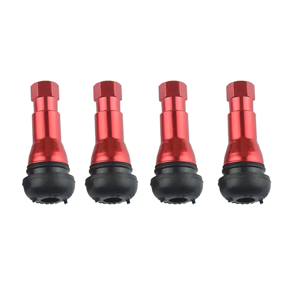 4pcs Red TR413 Car Trailer Truck Tire Valve Stems Set Wheel Accessories