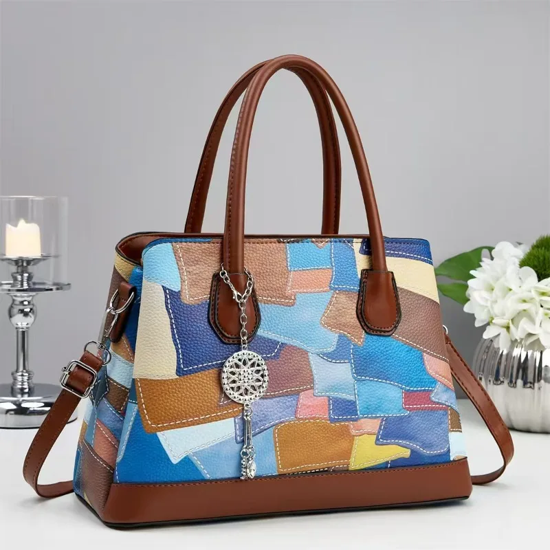 Luxury Brand Popular Women's Handbag Classic Elegant Splicing Leather Crossbody Bag for Ladies Messenger Bags Bolsa Feminina
