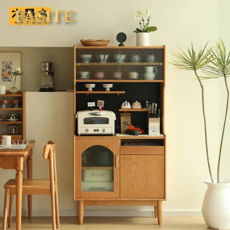 Nordic Solid Wood Dining Side Cabinet Living Room Japanese Tea Cabinet Cherry Wood Multi Functional Storage Cabinet Kitchen