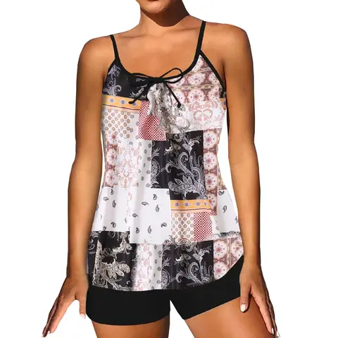 Plus Size Swimsuit Women's Sexy Slim Fit Printed Sling Split Bikini Swimsuit (Two Piece) Casual Beach Vacation Swimsuits