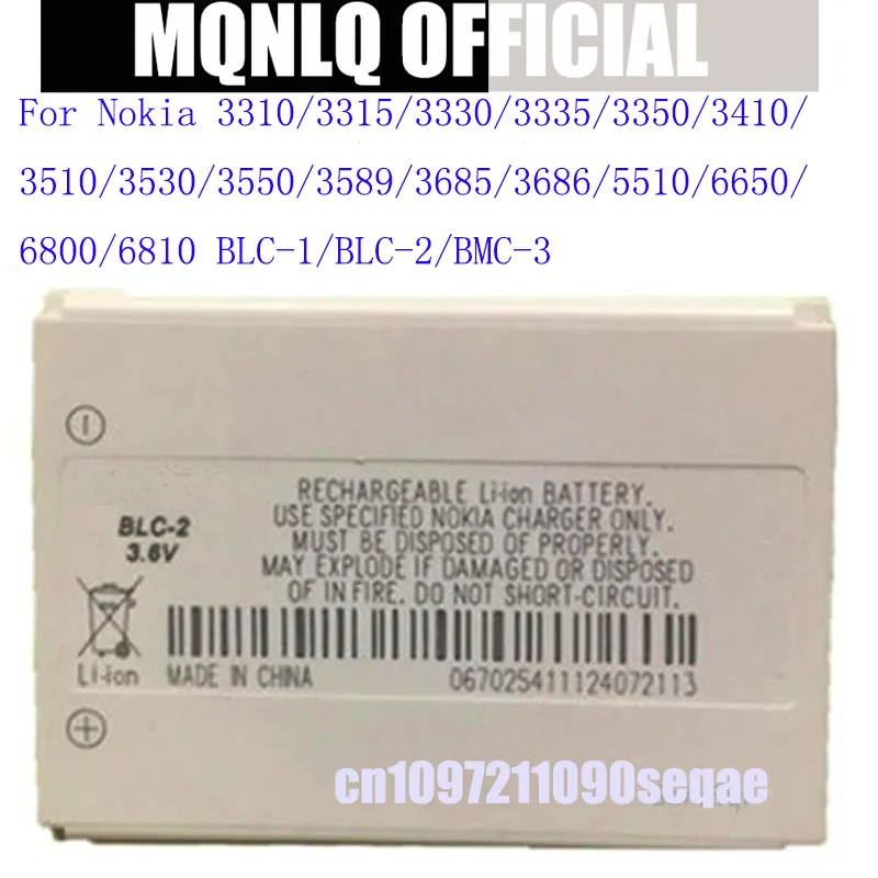 

BLC2 BLC2/BMC3 Battery For Nokia 3310 3315/3330/3335/3350/3410/3510/3530/3550/3589/3685/3686/5510/6650/6800 BLC-1/BLC-2/BMC-3