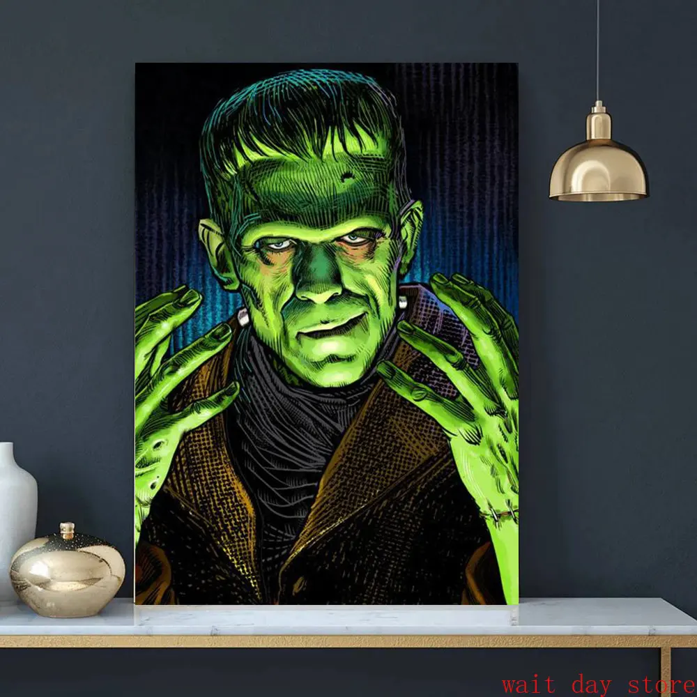 Vintage Horror Movie Frankenstein Poster Bride of Frankenstein Canvas Painting Artwork for Coffee House Bar Home Decor Cuadros