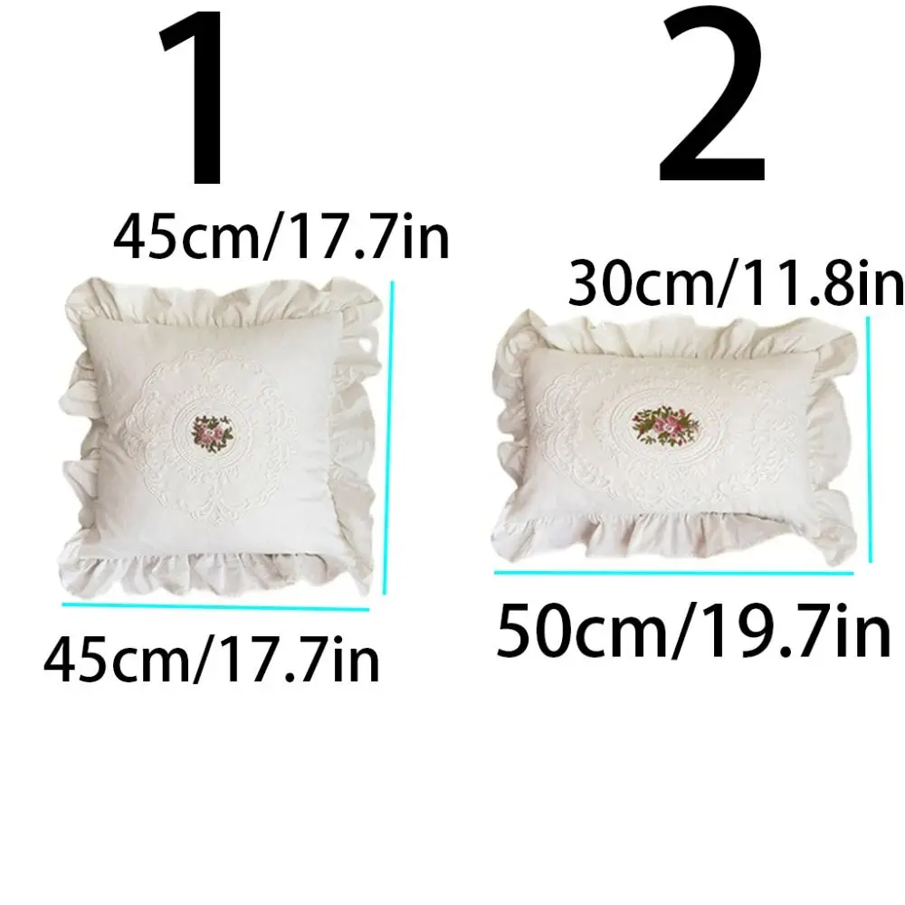 with Lotus Frill French Lace Pillow Cover Soft Washed Material Embroidered Cushion Cover Comfortable Pillow Shell