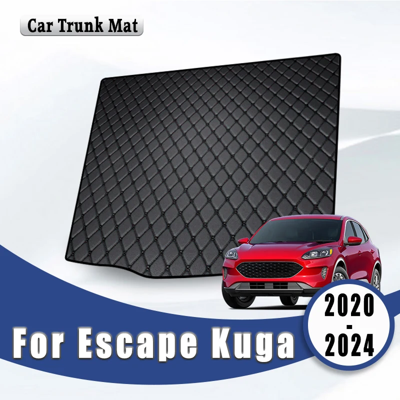 

Car Floor Mat Trunk Mat For Ford Escape Kuga 2020 2021 2022 2023 2024 Leather Waterproof Trunk Carpet Auto Interior Accessories