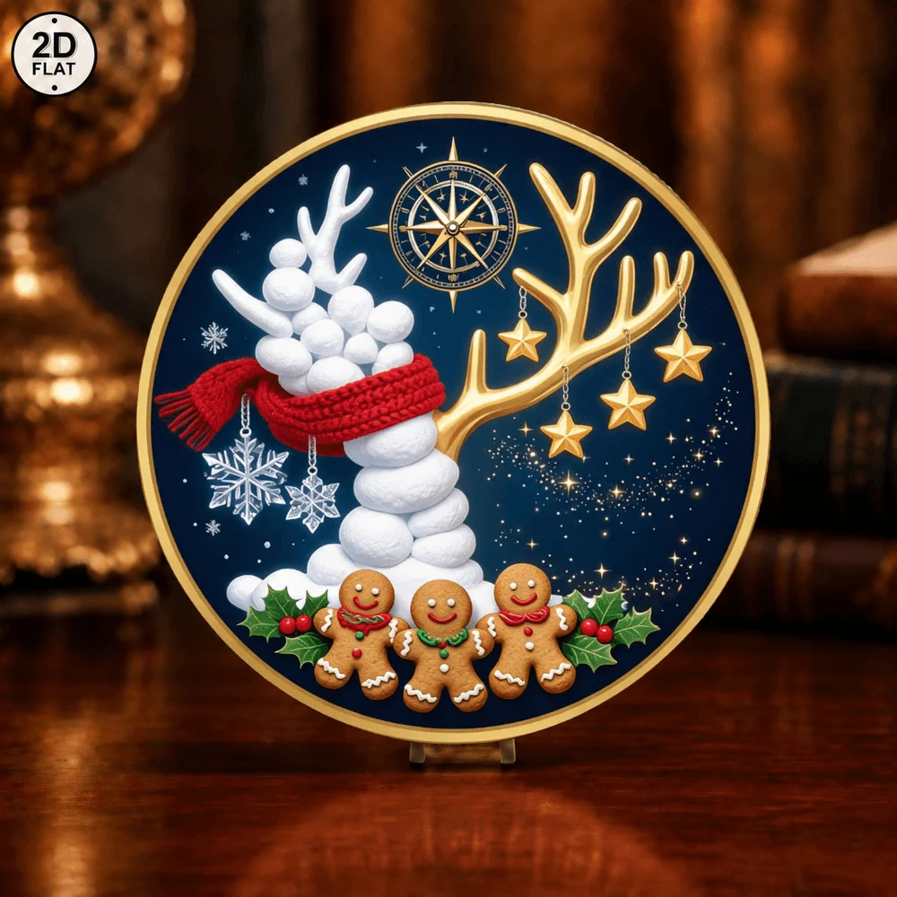 1pc Christmas Snowman Antler Metal Challenge Coin UV Print Gingerbread Man Snowflake Commemorative Medal Holiday Souvenir Gift