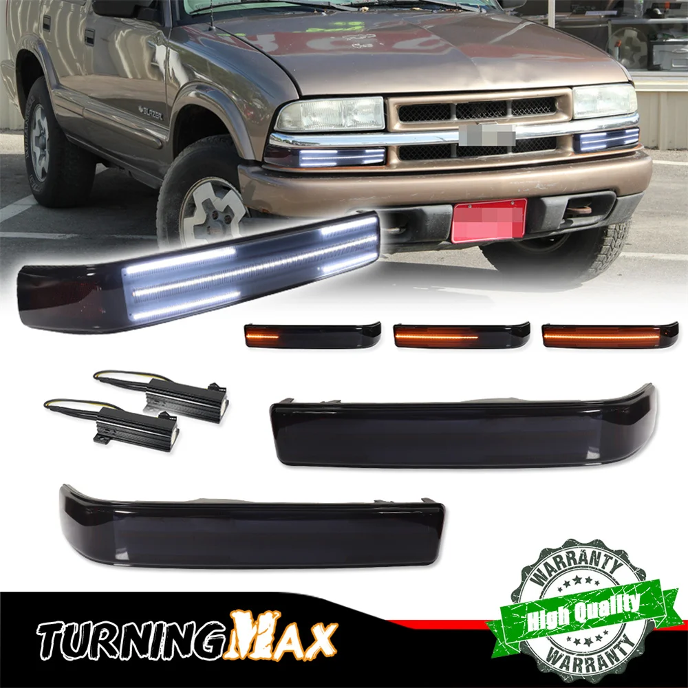 Luzes de Sinalização Frontal LED Âmbar para Carro, Luzes de Estacionamento Brancas DRL, Luz de Condução para Chevy S10 Pickup Blazer e GMC Sonoma Dinâmico