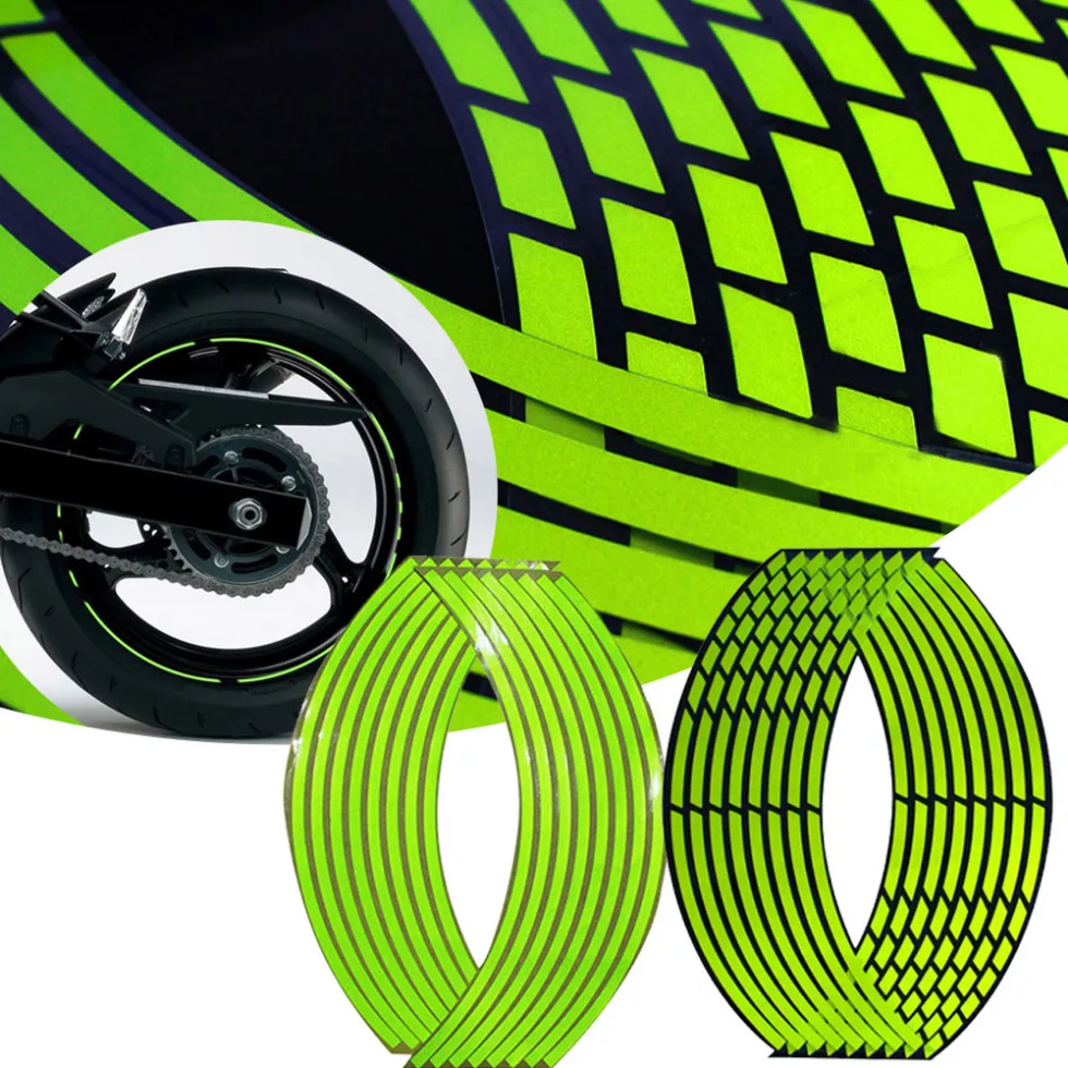 

1set Motorcycle Bicycle Wheel Rim Decorative Stripe 18'' Reflective Car Motorbike Fluorescent Stickers Ornamental Strips