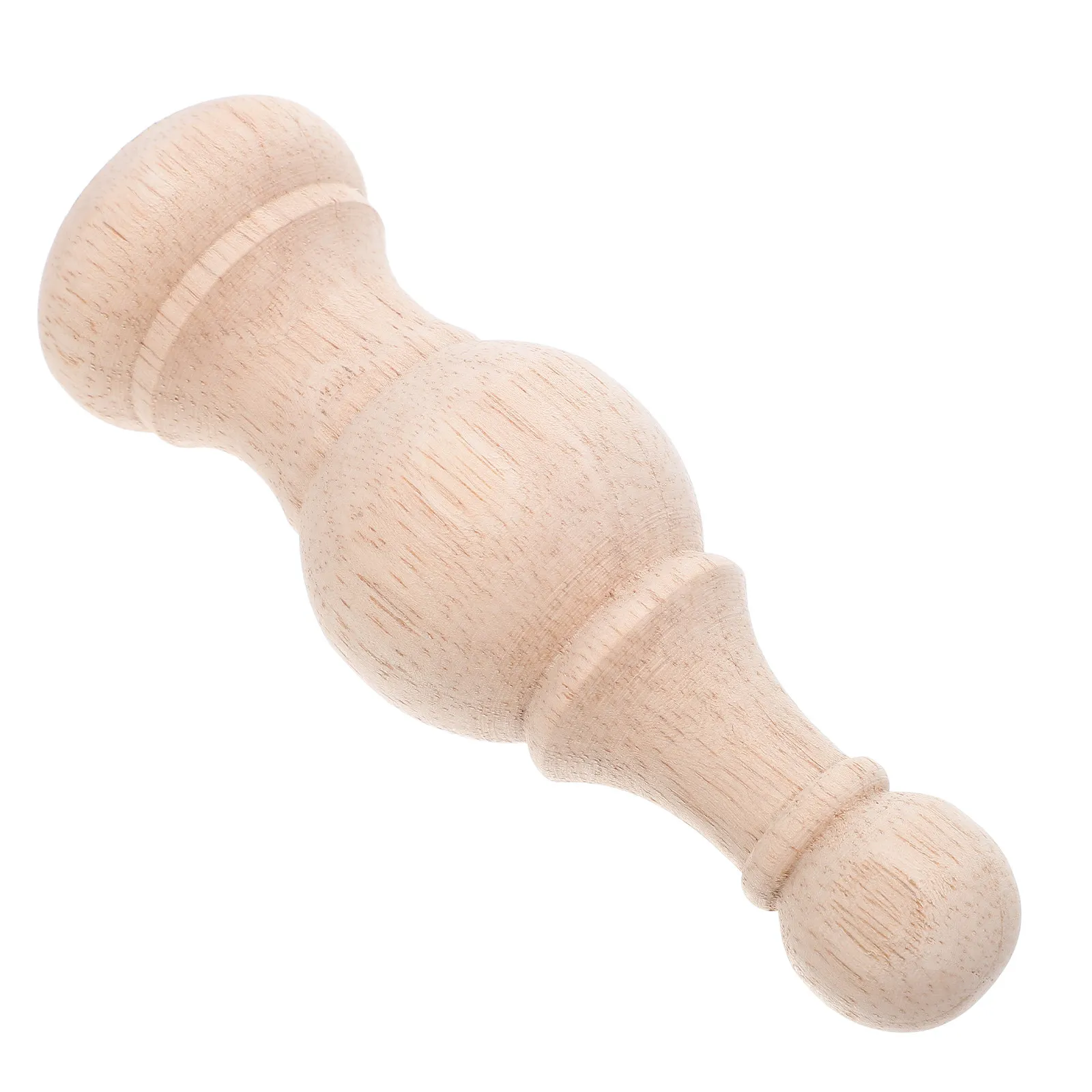 Unfinished Wooden Finials Solid Wood Bed Post Staircase Curtain Rod Furniture Decor 5x15cm Khaki Carved Wood Finial