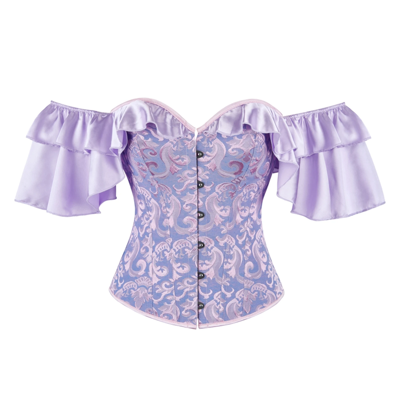 مشد نسائي بوستير بأزرار سفلية من الخلف مكشكش مكشوف الأكتاف لقضاء عطلة الشاطئ وحفلات الصيف والنشاط الخارجي ملابس الشارع