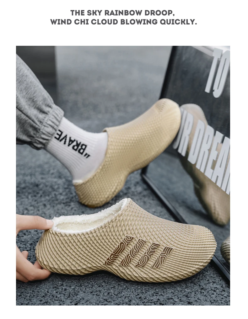 Winter Herren Warme Hausschuhe Indoor Clogs Slides Weiche Sohle Haus-Schuhe Samt Leichte Lässige Flache Schuhe Plüsch für Draußen – Detail 6