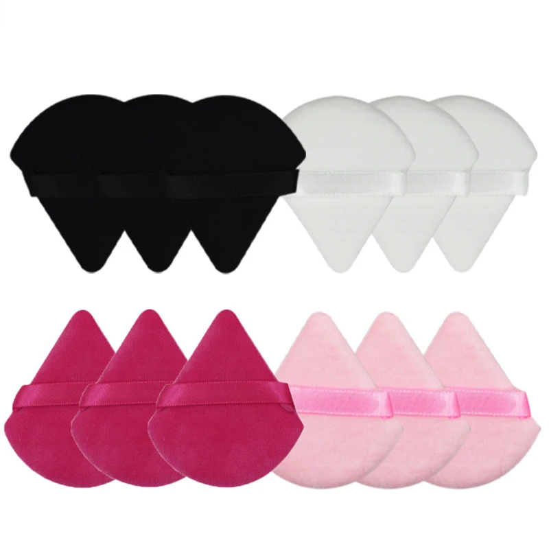 Wholesale 60 Pcs Triangle Velvet Powder Puff Pizza Flours Mini Face Makeup Sponge Cosmetics Washable Makeup Puff Tools Cosmetics