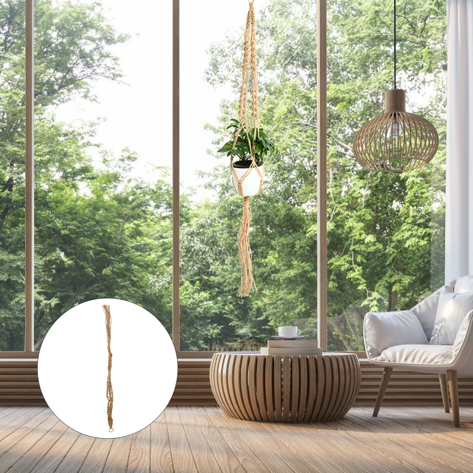 

2pcs Hanging Planter Hanger Jute Rope Strong Flexible Woven Design For Indoor Outdoor Garden Balcony Decoration Home Living Room
