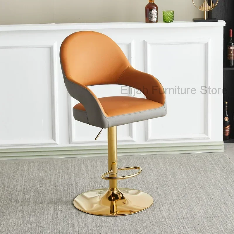 

Adjustable Indoor Bar Stools Faux Modern Leather Disk Base Cover Dust Bar Stools European Lifting Taburete Alto Room Furnitures