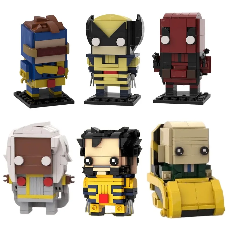 

New MOC Storm Cyclops Wolverine Professor X Men XMen Set BRICKHEADZ Building Blocks Mini Action Figure Toys