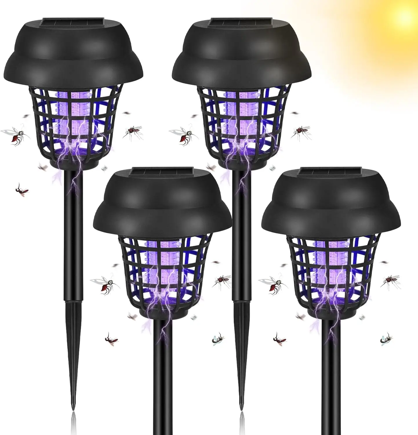 2/4PCS Solar Bug Zapper Waterproof Outdoor Mosquito Killer Lamp and Lighting Repellent Lamp for Indoor Outdoor Use Garden Patio