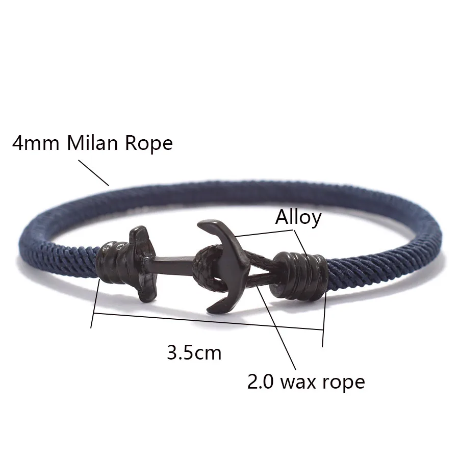 Unique Anchor Bracelet For Men Grade A 4mm Rope Nautical Wrap Braslet Luck Red Thread Outdoor Cool Biker Hand Accessories Joias