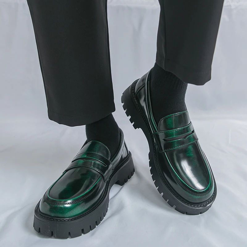 

Men Loafers PU Round Toe Thick Sole Comfortable Breathable Fashionable Classic Casual Shoes