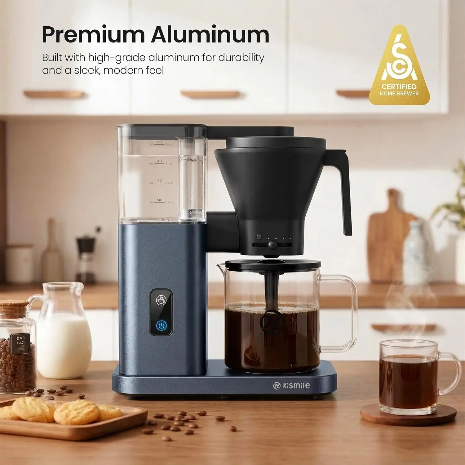SCA-Certified 8-Cup Drip Coffee Maker with Pour-Over Control