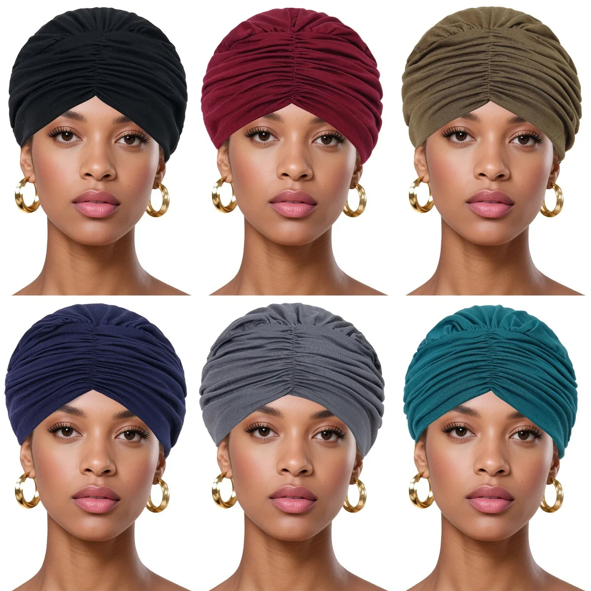 Solid Color Women Muslim Turban Headscarf Inner Hijabs Cancer Chemo Caps Islamic Head Wraps Headwear Female Hair Bonnet Beanies