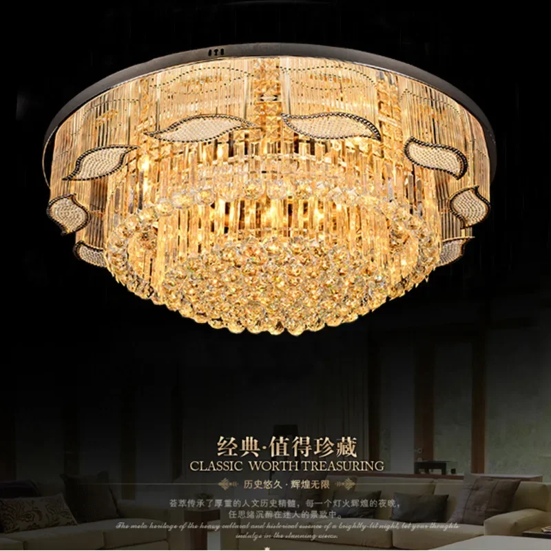 

Luxury Crystal Ceiling Light Creative Gold Round LED Living Room Ceiling Light Cozy Warm Light Master Bedroom Lighting.