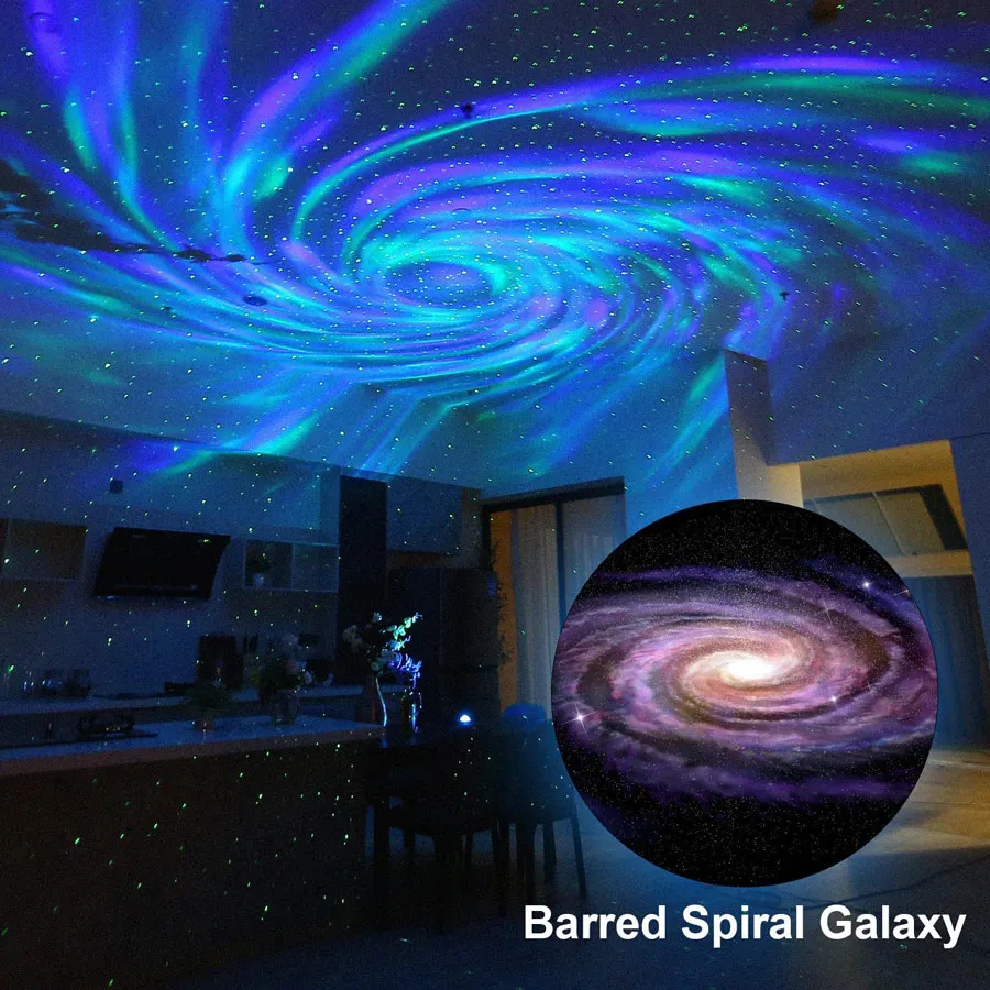 أورورا غالاكسي دوران APP السماء الإسقاط حفلة DJ الضوء الأخضر ليزر ستار ليلة حالمة عيد الميلاد جو مصباح F23 #5