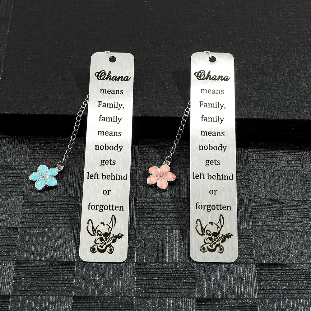 Stainless Steel Stitch Bookmark Anime Ohana Lilo & Stitch Page Marker Reading Stationery Kawaii Book Mark for Kids Girls Boys