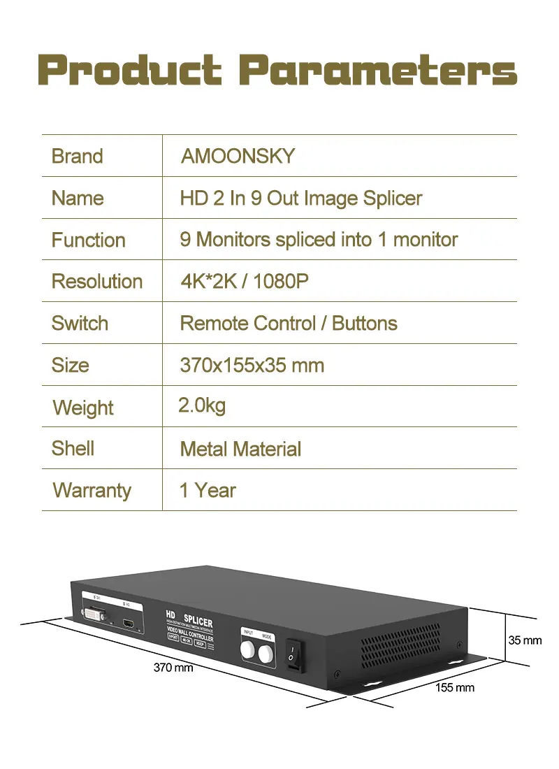 Imagem -06 - Ams Hvs-c9 4k Splicer 2x2 3x3 Led Lcd Tela Splicer tv Vídeo Controlador de Parede Processador Splicer para hd 1x4 2x1 3x1 4x1