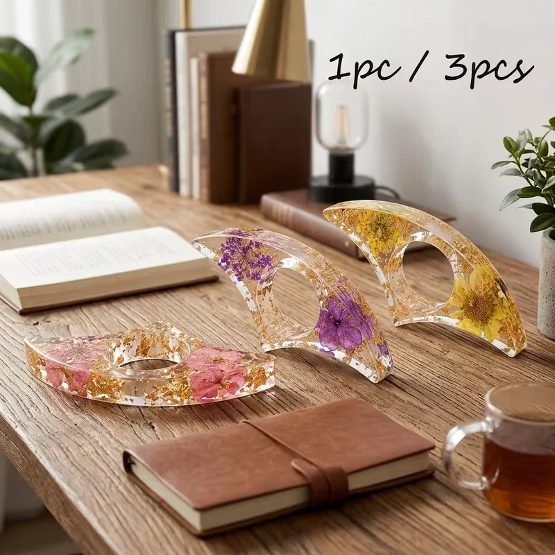 1/3 Pcs Handmade Resin Bookend Bookmark Floral With Thumb Grip Lightweight Page Turner Gift For Teachers And Book Reading Lovers view 5