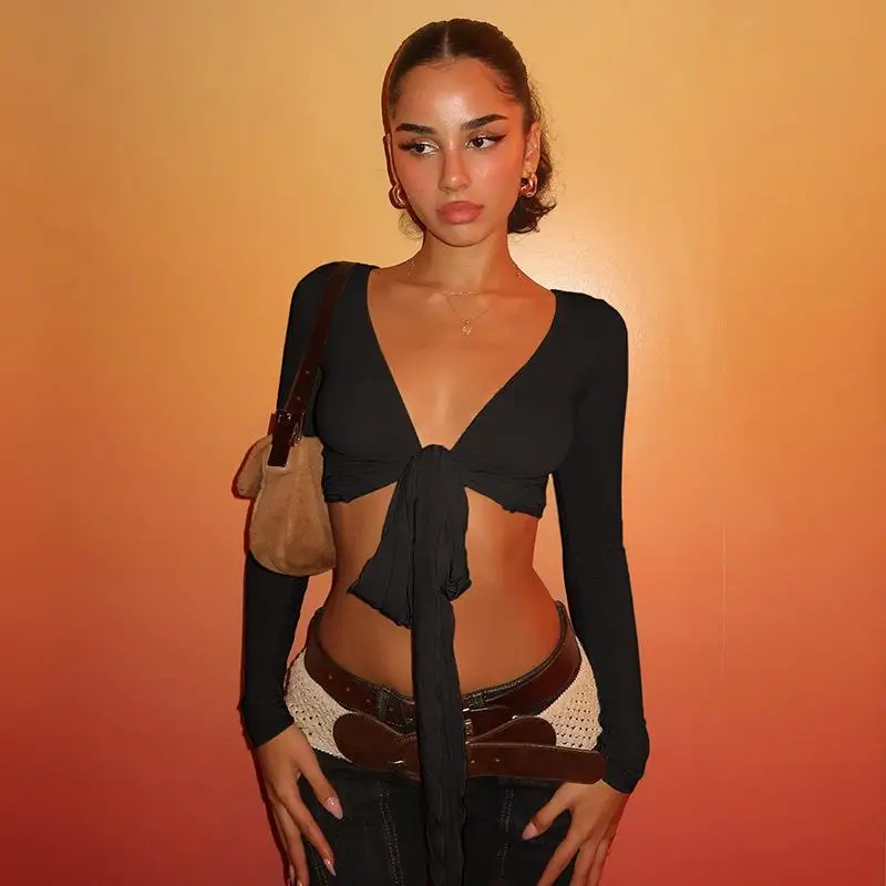 Skin Tone Strap Low Ne Ultra ort Tirt Women Sexy Sle Slim Fit Long Sve Polyester Fiber Polyurethane Resistant to D...