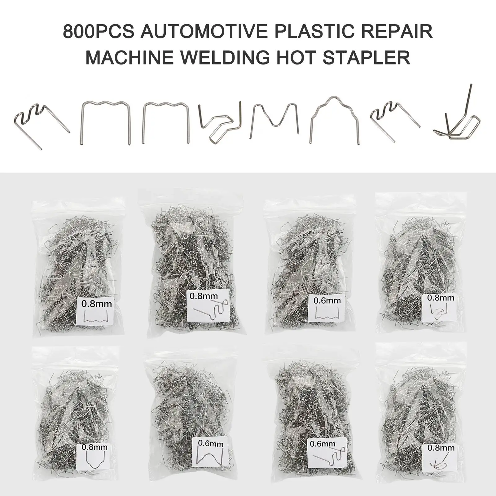 800PCS Automotive Plastic Repair Standard Pre Cut Wave Staples Bumper Bodywork Repairs Machine Welding Hot Stapler