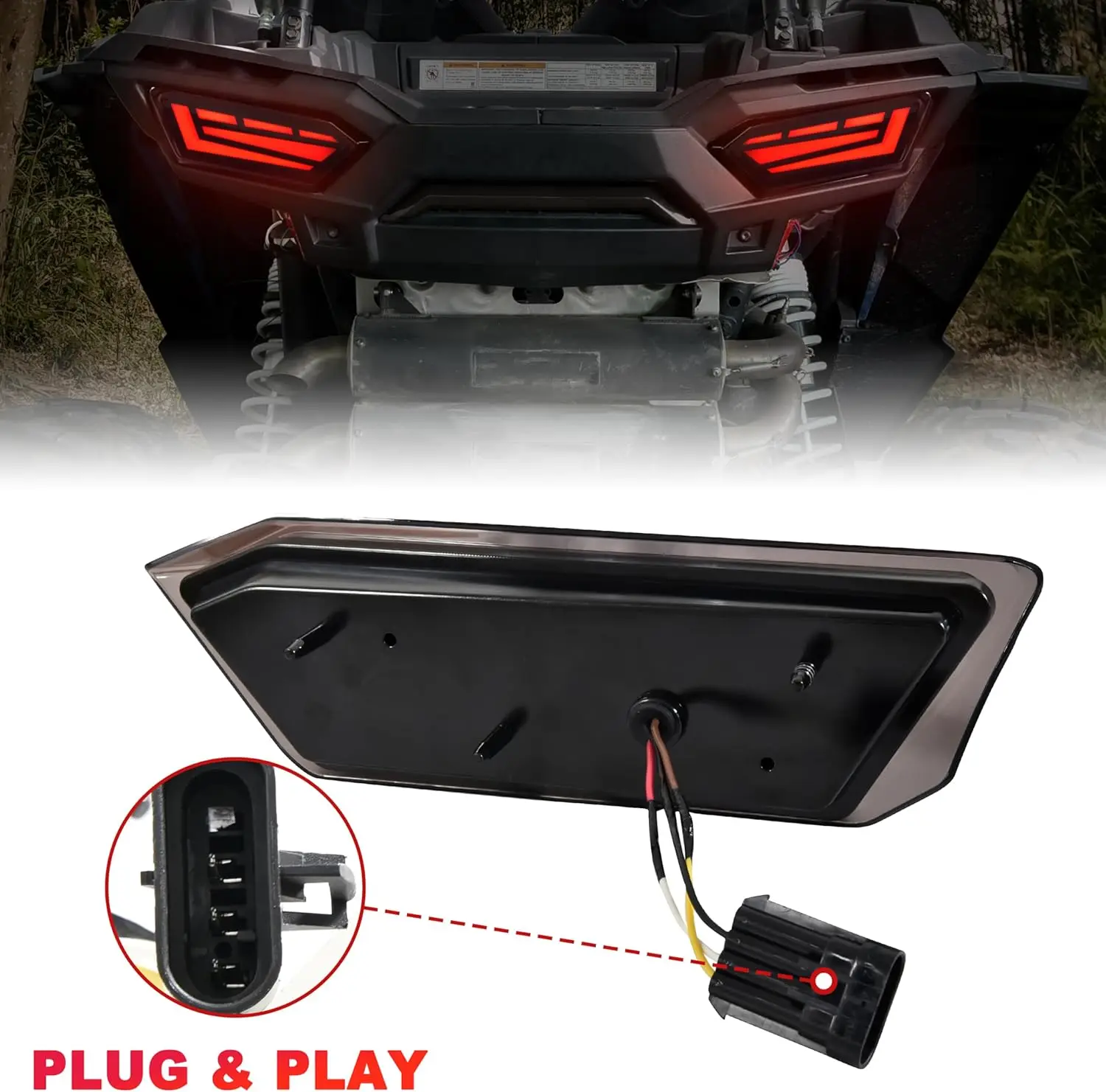 Smoked Black LED Rear Brake Lights for Polaris RZR 900/1000/XP 2014-2023 (2PCS)