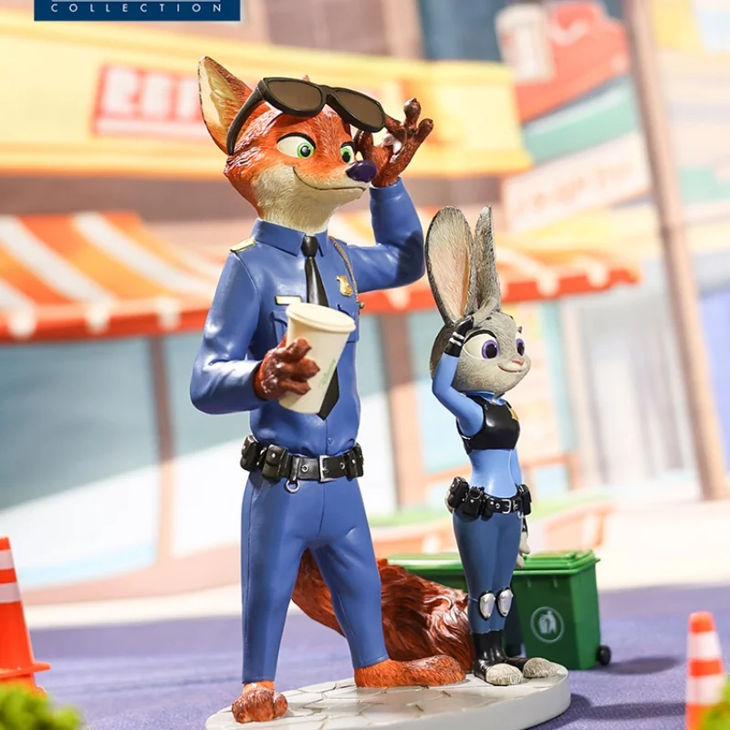 Genuino Disney Zootopia Judy e Nick Anime Figura Cartoon Bambole carine Statua Modello Ornamento Regalo di compleanno Collezione di tendenze