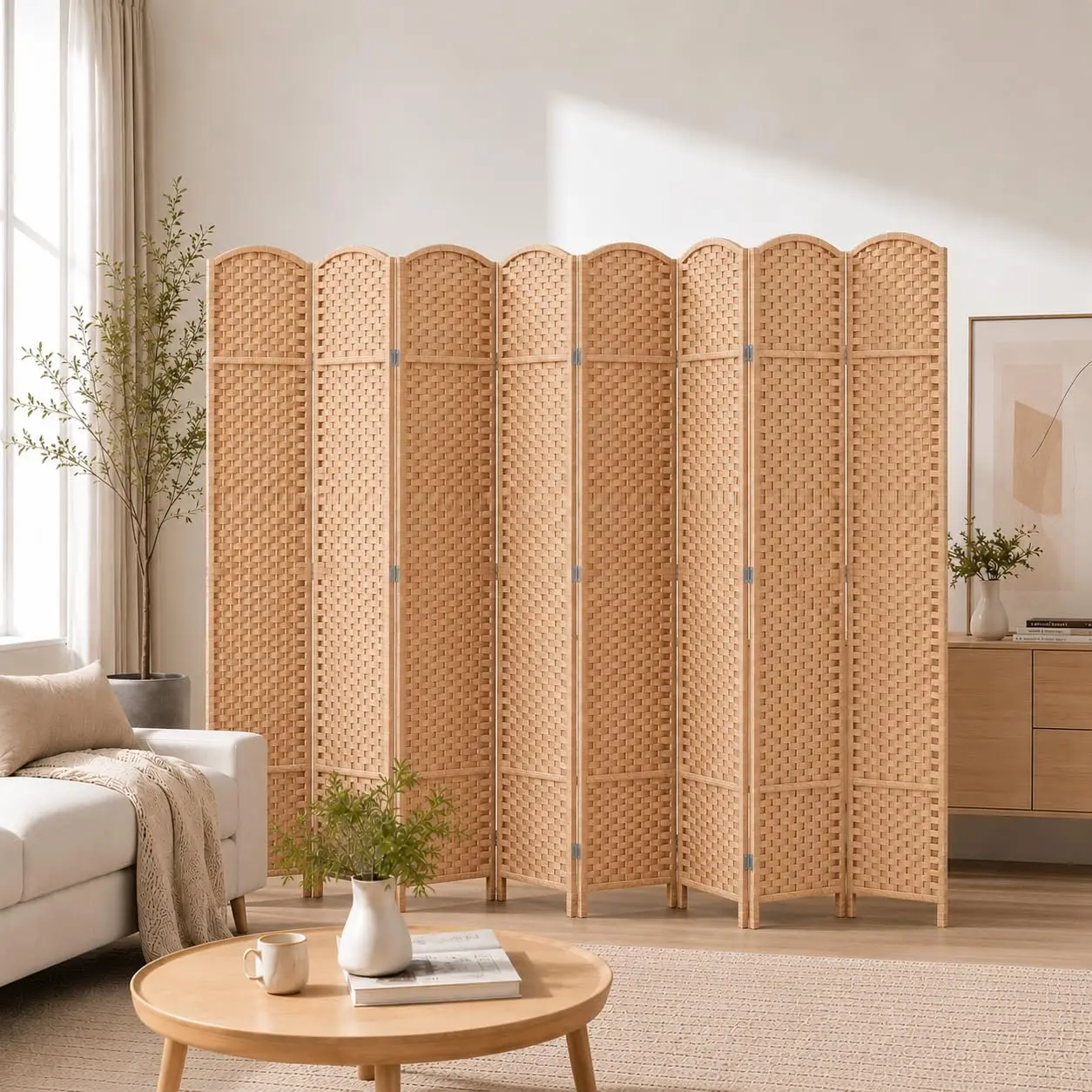8 Panel Woven Room Divider, 69