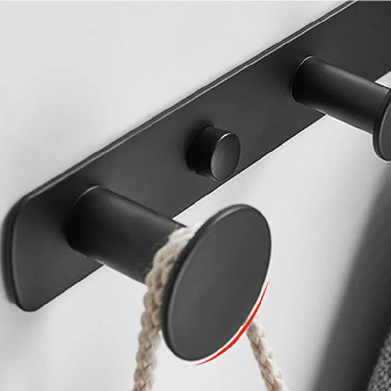 Black Stainless Steel Hanging Hook Bathroom Hooks Perforated Installation Bathroom Hardware Accessories Parts New Fashion Design