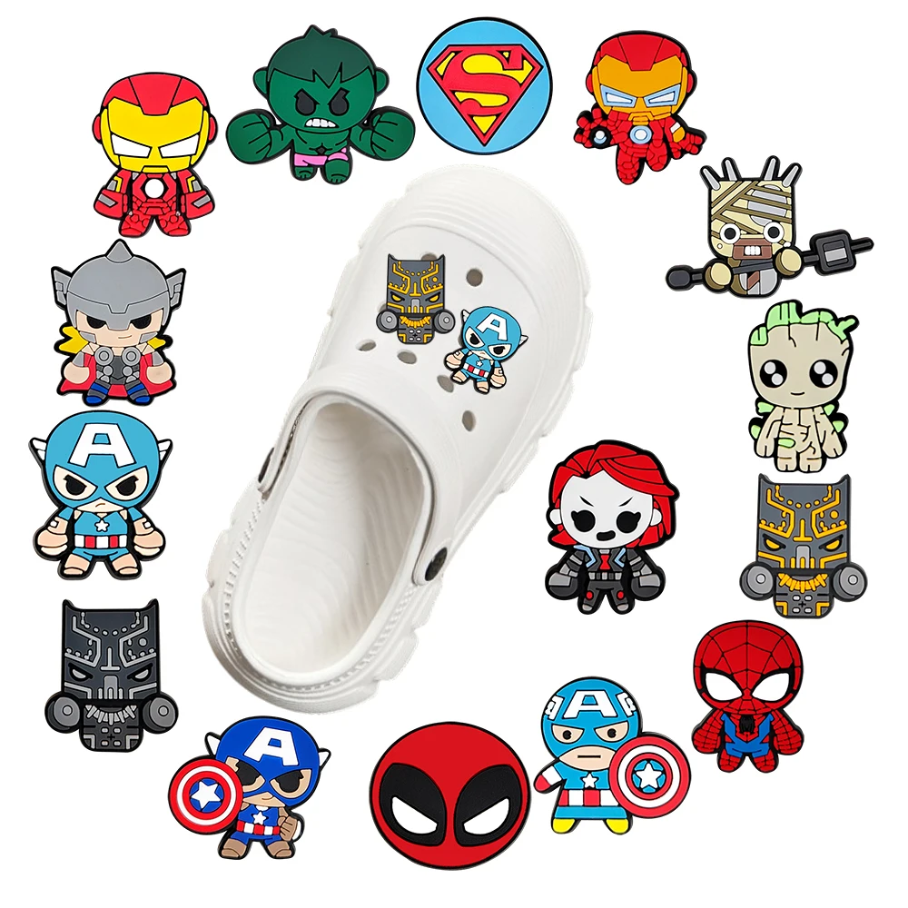 1-15-шт-miniso-disney-marvel-супергерой-аксессуары-для-обуви-из-ПВХ-подходят-для-браслетов-тапочки-с-отверстиями-украшения-diy-аксессуары-для-обуви-для-подарка