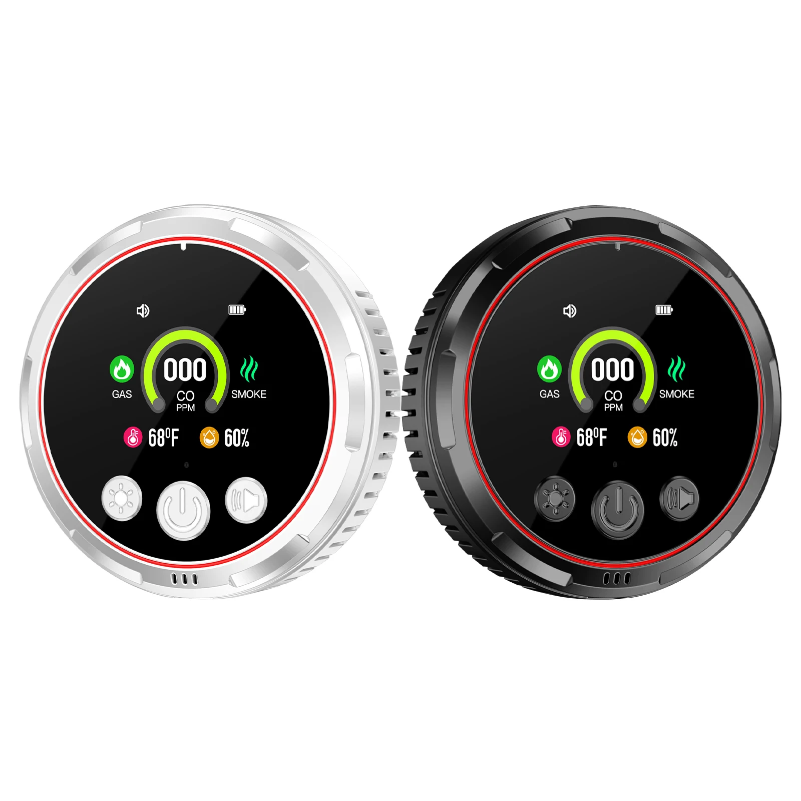 5 In 1 Portable Natural Gas Alarm with Magnetic Base Mini Air Quality Monitor Temp & Humidity Monitors for Garage/Basement/Home