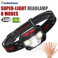 1-2 PCS Powerful COB LED Headlamp Smart Motion Sensor Headlight USB Rechargeable Head Lamp Waterproof Head Flashlight