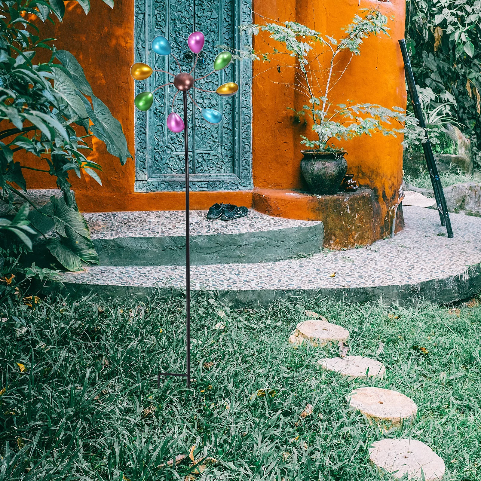 

Металлическая ветряная мельница для сада, декоративное железное искусство, уличные украшения для двора, прочная гладкая поверхность, нить направления скорости ветра