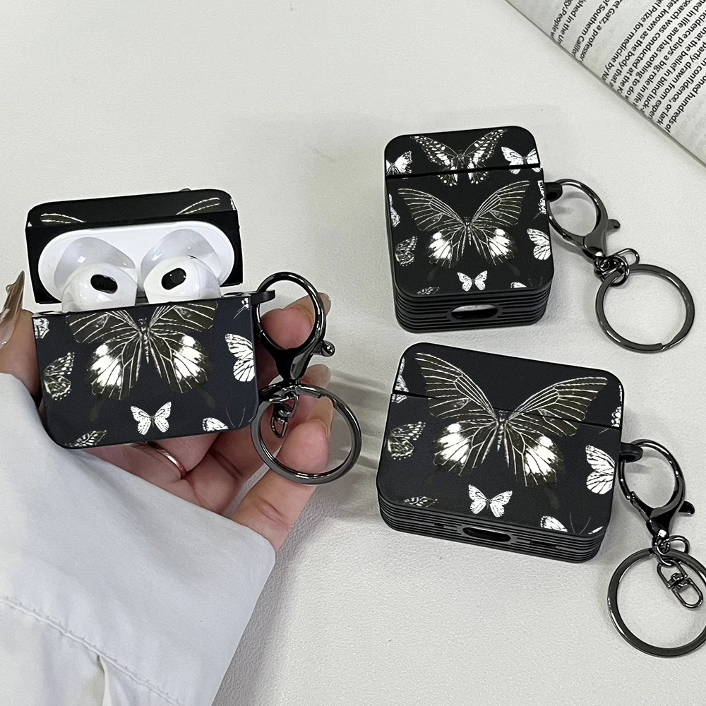 

Vintage Black White Butterfly Pattern Earphone Case for AirPods 4/3/1/2 Headphones Cases For Apple Cover AirPods Pro 2/Pro 3/Pro